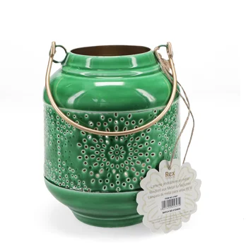 enamel tealight lantern - dark green enamel tealight lantern - dark green