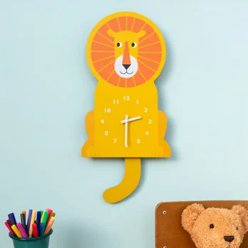 wooden wall clock with pendulum - lion wooden wall clock with pendulum - lion