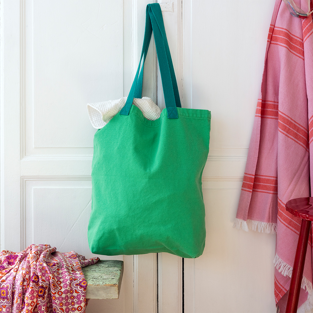 two-tone cotton tote bag - green