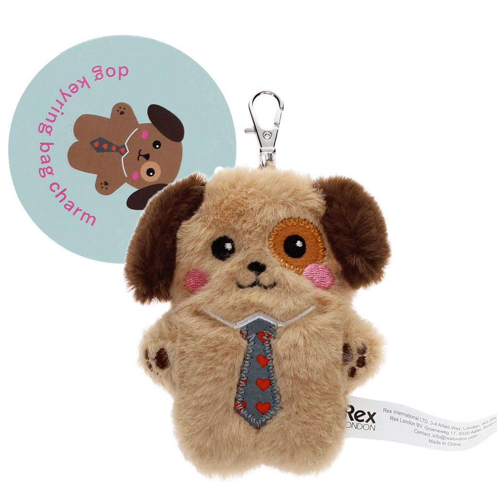 fluffy keyring bag charm - dog