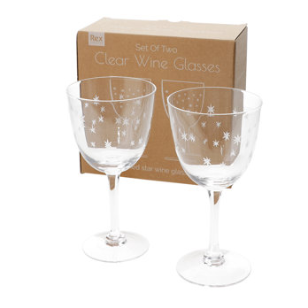 verres à vin gravés étoiles 250ml (lot de 2) - transparent