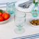 stemmed hand blown bubble glass 350ml - blue