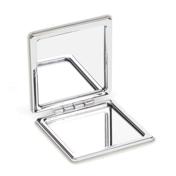 quadratischer taschenspiegel - pink and green daisy