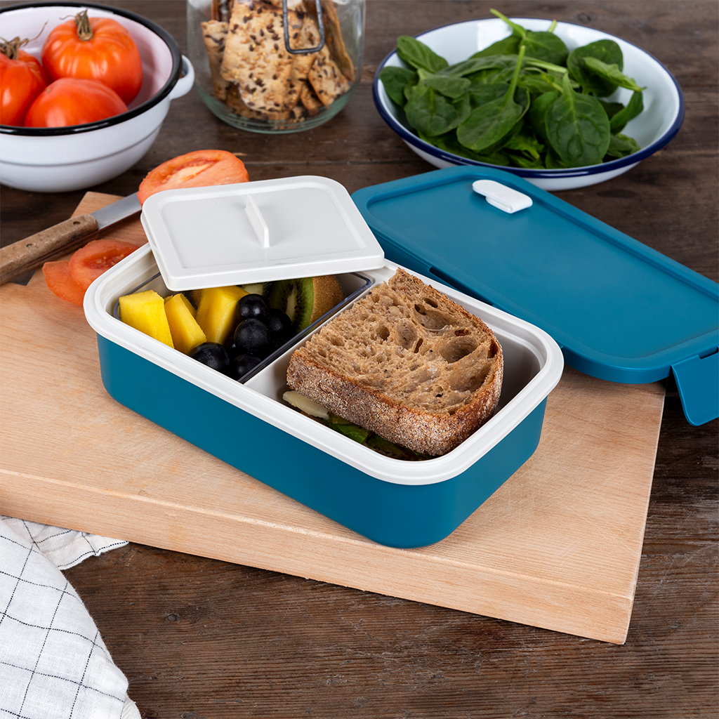 doppelwandige lunchbox mit trennwand - blau