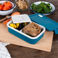 double wall lunch box with divider - blue