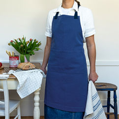 zweifarbige utility-schürze - indigo blue