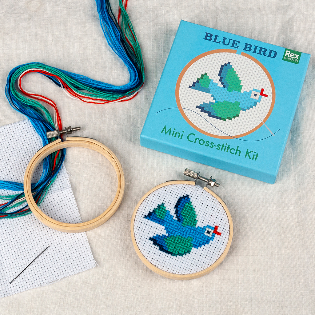 mini cross-stitch kit - blue bird