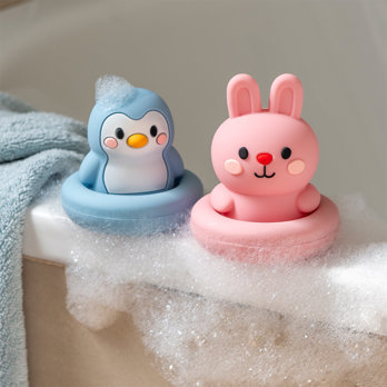 jouet de bain en silicone - lapin rose