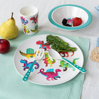 service de table enfant en mélamine (5 pièces) - baby dinos