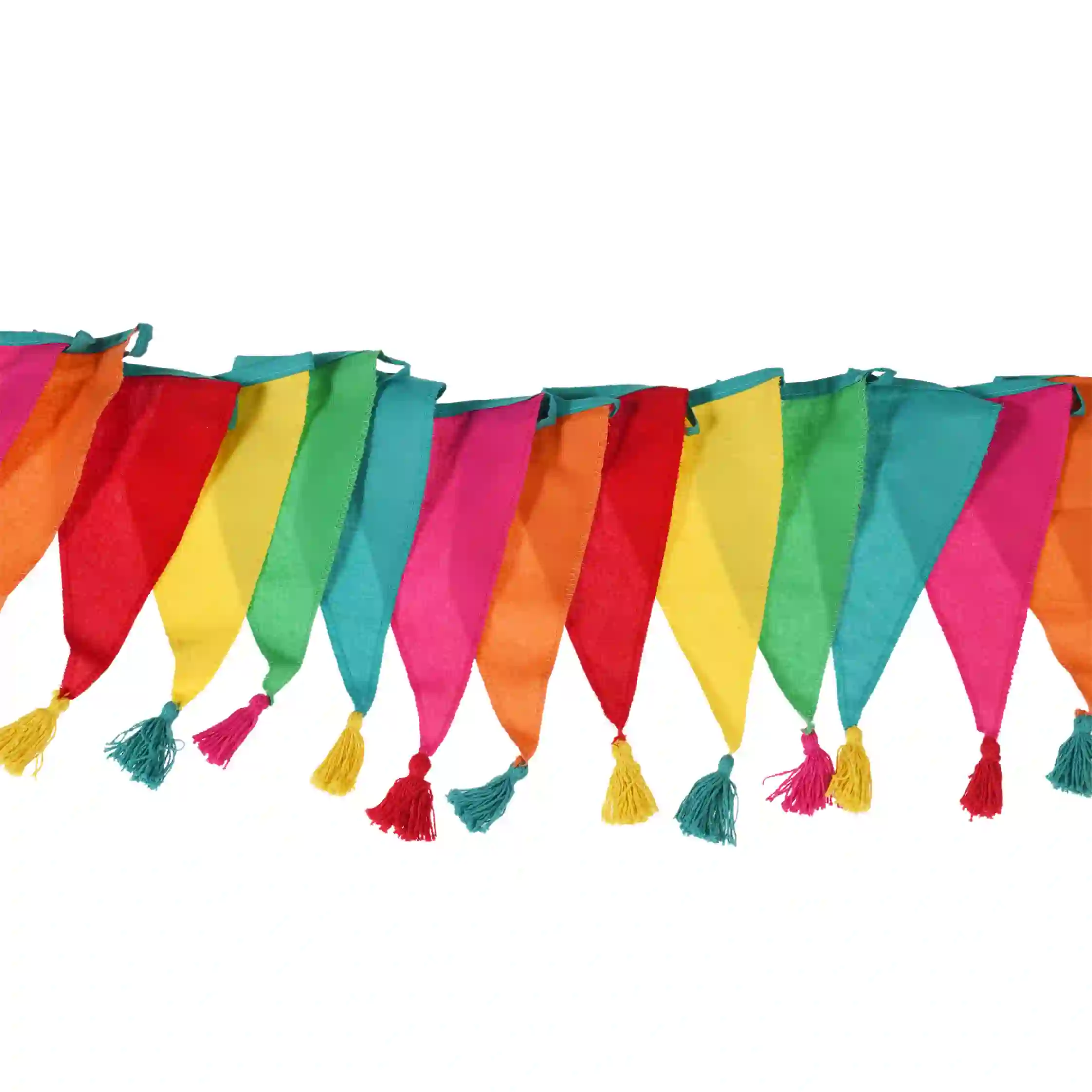 banderines de algodón con borlas en colores vivos