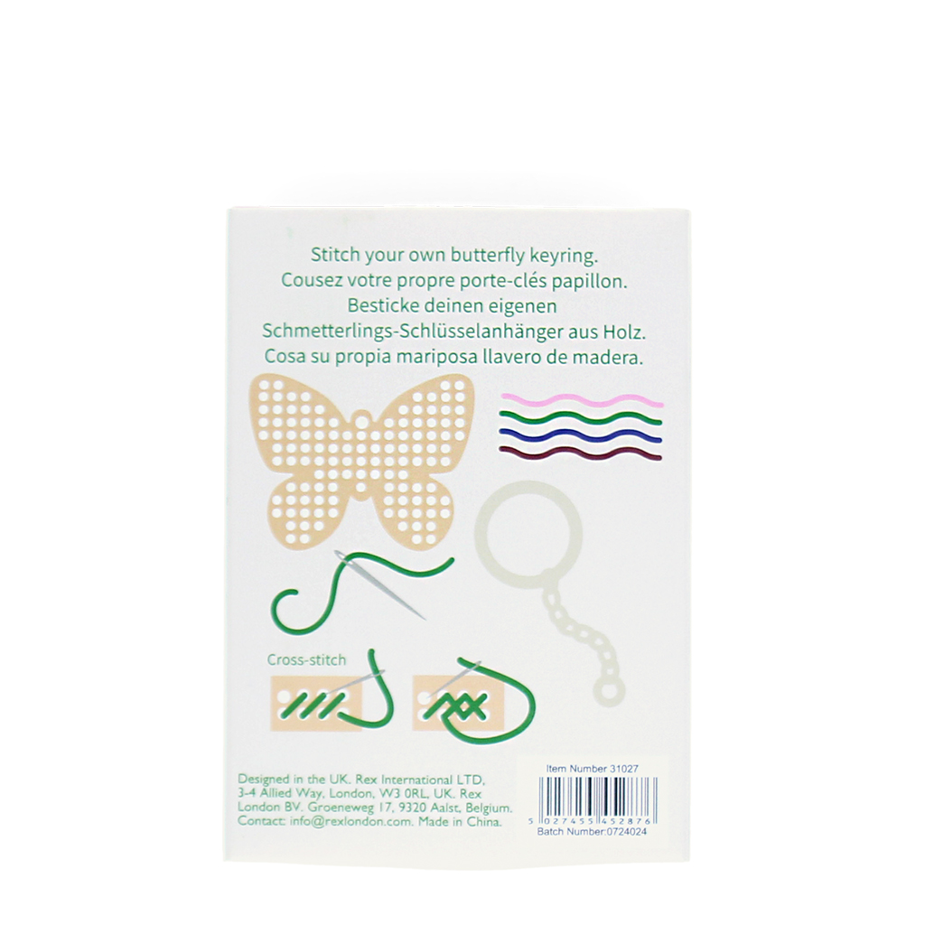 stitch your own wooden keyring - butterfly