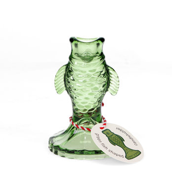 glass candlestick (12cm) - green fish