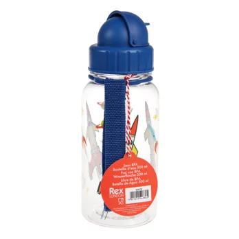 children's water bottle with straw 500ml - space age clear children's water bottle with straw 500ml - space age clear