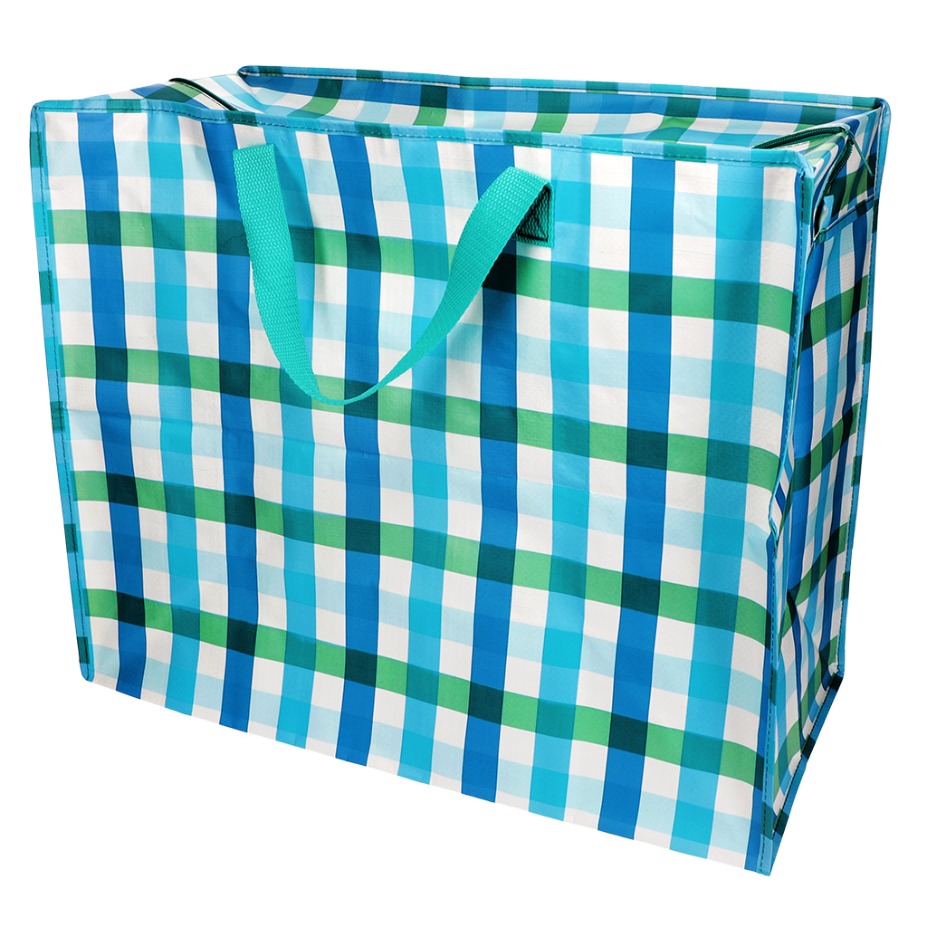 jumbo storage bag - blue gingham