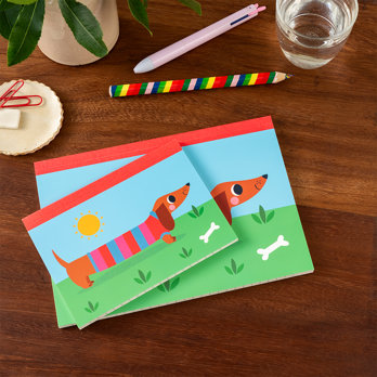 a6 notebook - sunny sausage dog