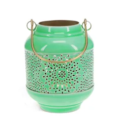 enamel tealight lantern - green enamel tealight lantern - green