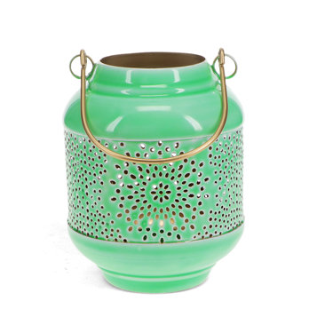enamel tealight lantern - green