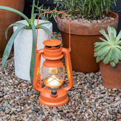 led hurricane lantern - orange