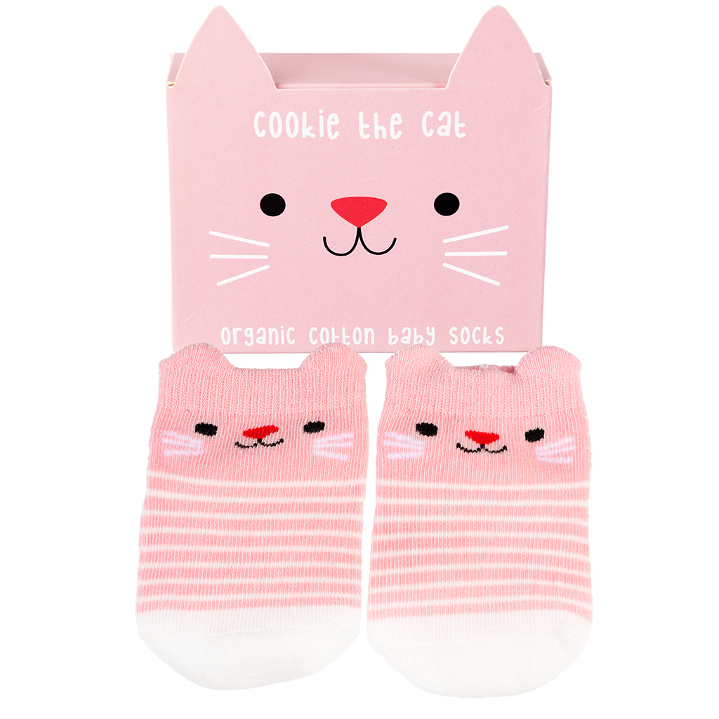 pair of baby socks - cookie the cat