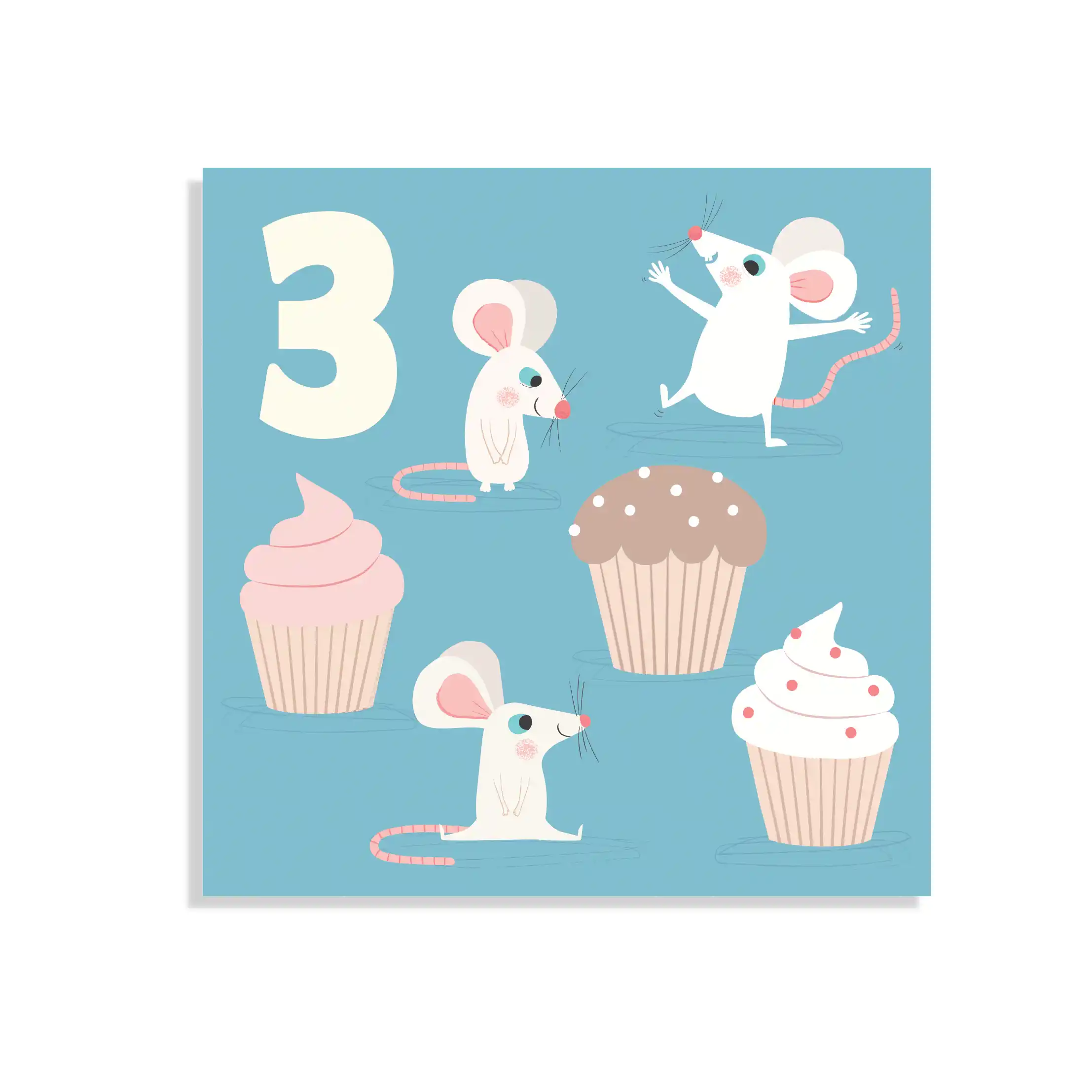 birthday card - mouse 'three'