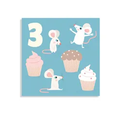 carte d'anniversaire souris 'trois'