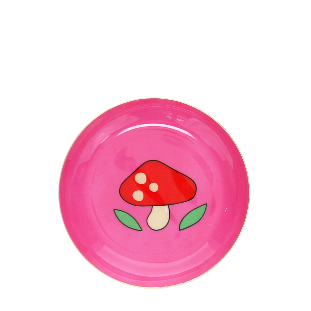 mini round enamel trinket dish - toadstool