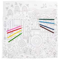 large colouring poster with pencils - on the farm large colouring poster with pencils - on the farm