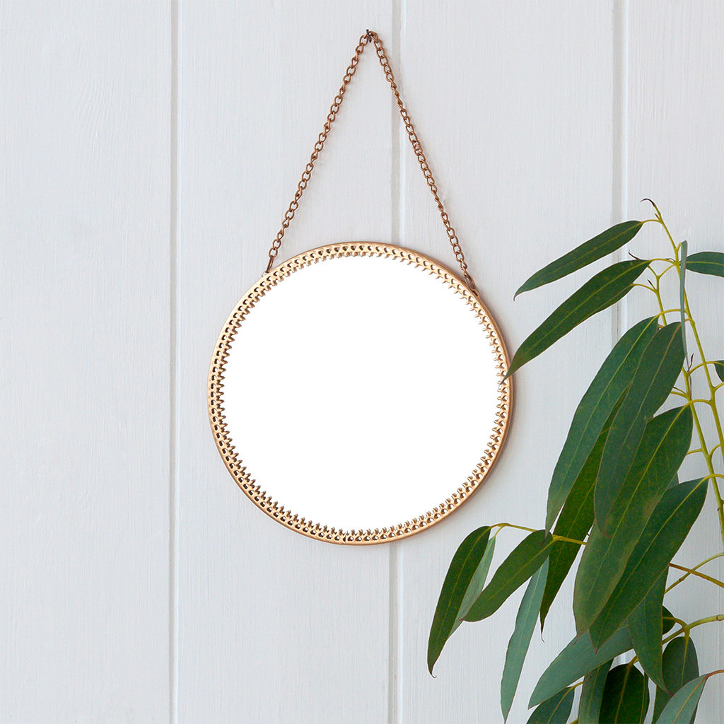 circular hanging mirror (15.5cm) - gold tone