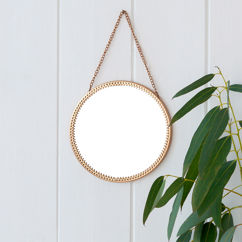 circular hanging mirror (15.5cm) - gold tone