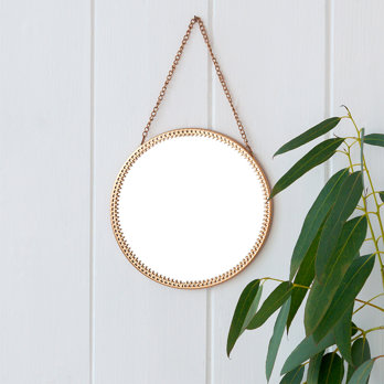 circular hanging mirror (15.5cm) - gold tone