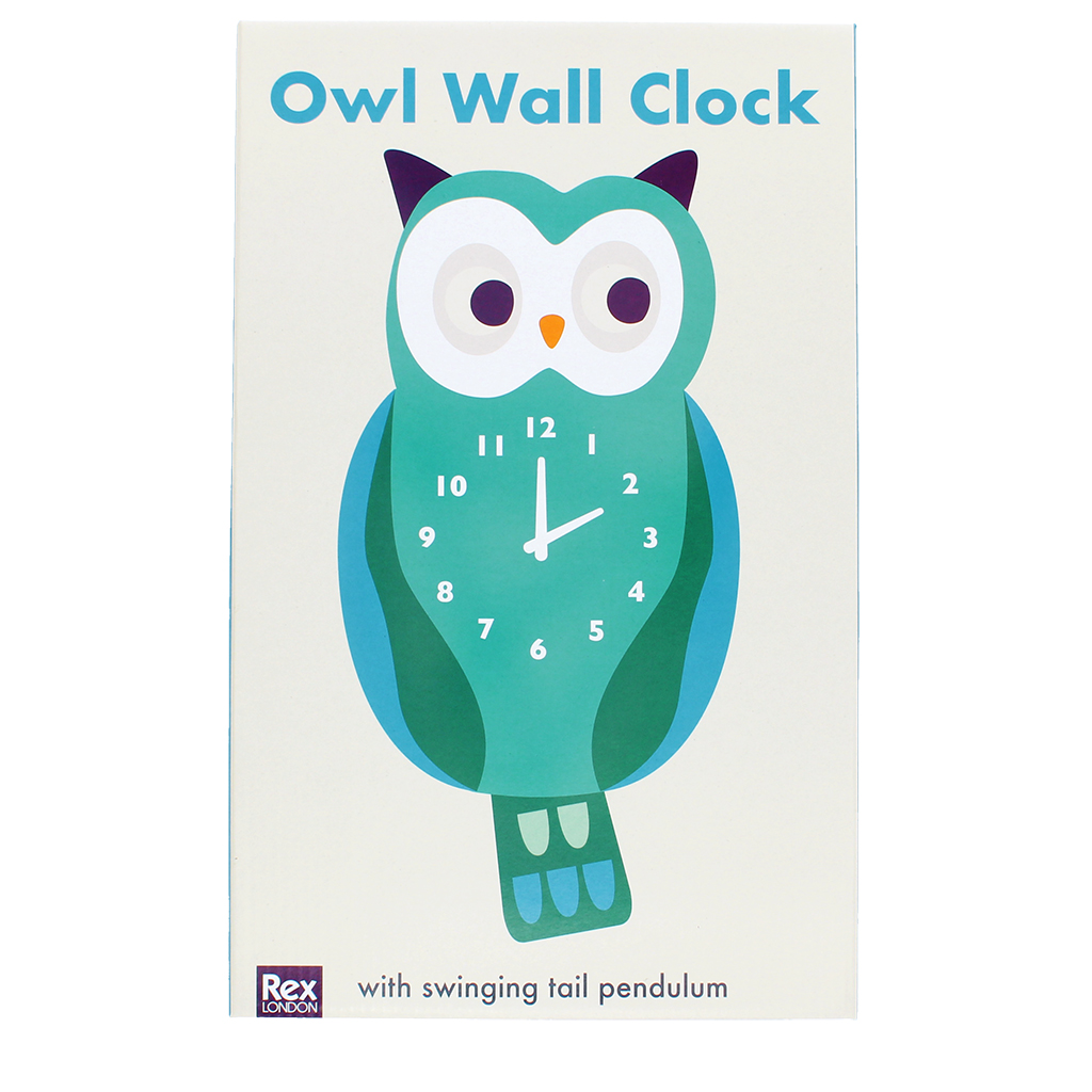 wooden wall clock with pendulum - owl
