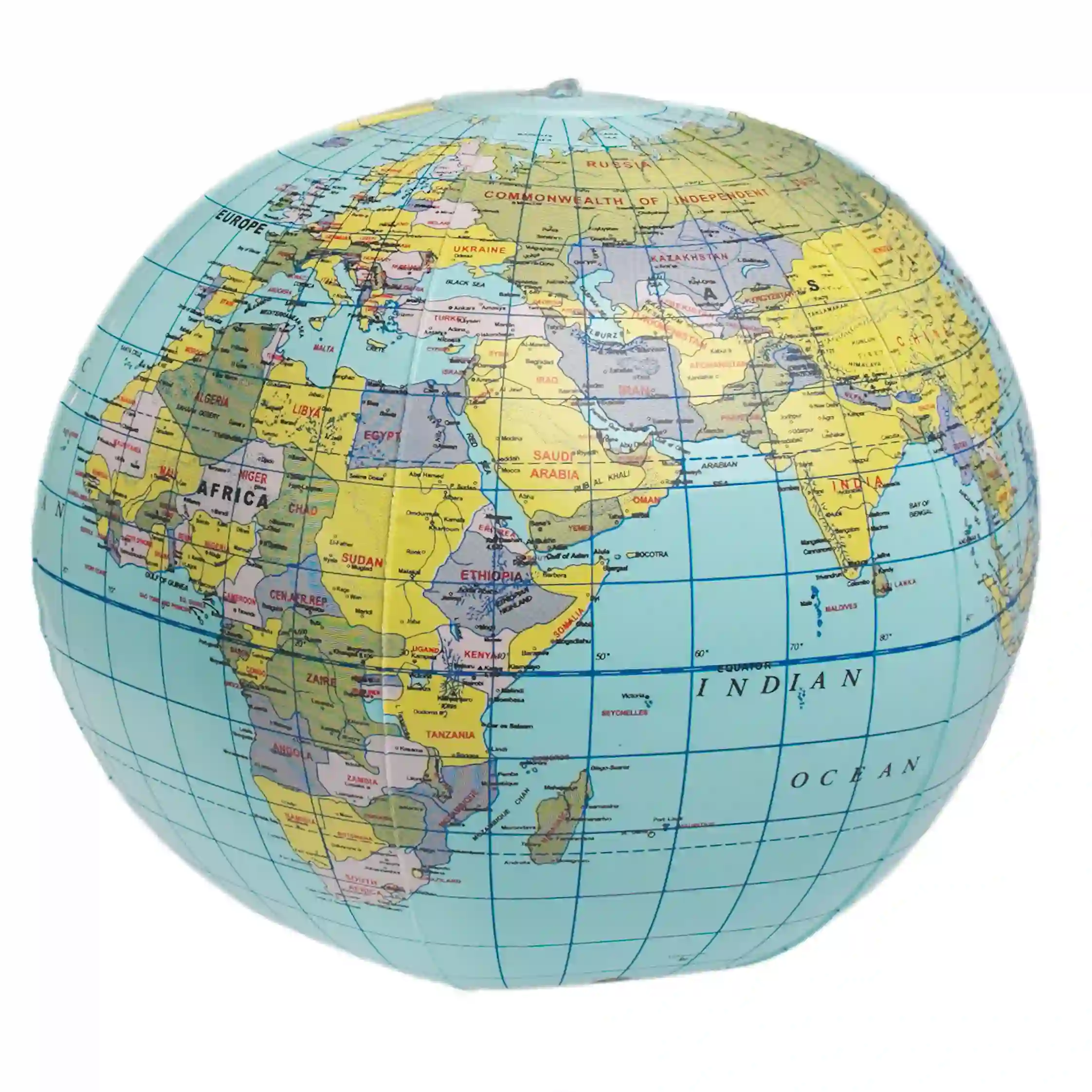 inflatable world globe - world map