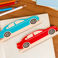 wooden ruler - blue car