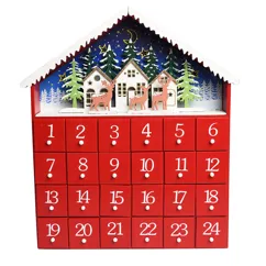 adventskalender aus holz mit led lichtern - rotes haus adventskalender aus holz mit led lichtern - rotes haus