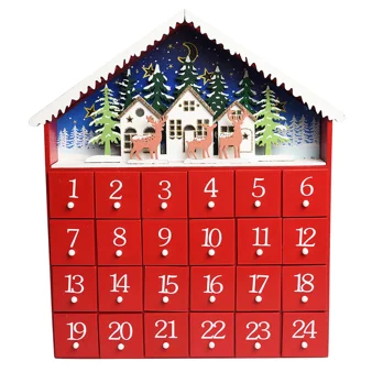 adventskalender aus holz mit led lichtern - rotes haus adventskalender aus holz mit led lichtern - rotes haus