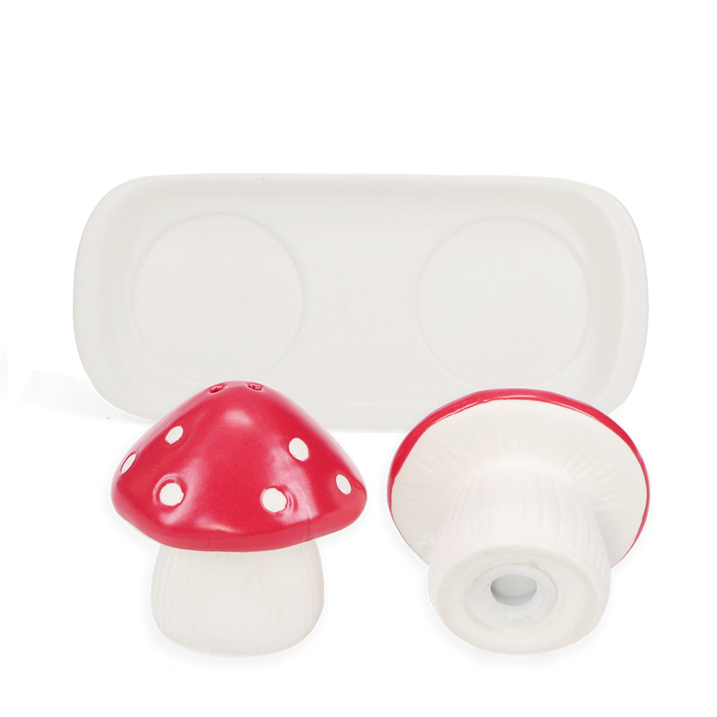 salz- und pfefferstreuer-set aus keramik - pilze