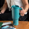 travel tumbler with handle (1.2ltr) - petrol blue
