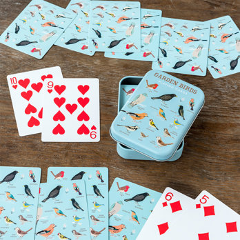 playing cards in a tin - garden birds