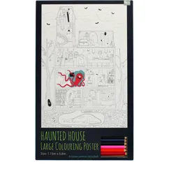 large colouring poster with pencils - haunted house large colouring poster with pencils - haunted house