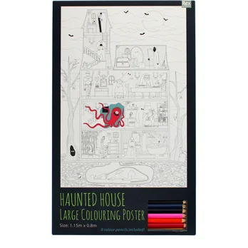 large colouring poster with pencils - haunted house large colouring poster with pencils - haunted house
