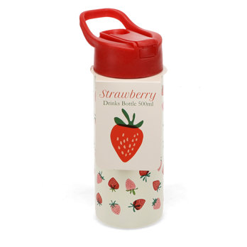 stainless steel bottle with push button lid 500ml - little strawberry