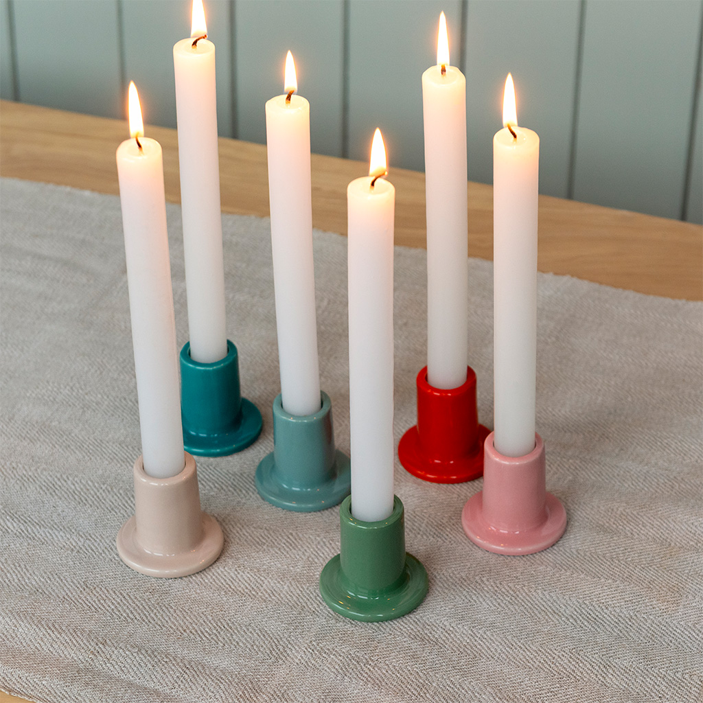 ceramic tube candle holder - pink