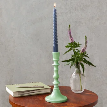 enamel candlestick (19cm) - green enamel candlestick (19cm) - green