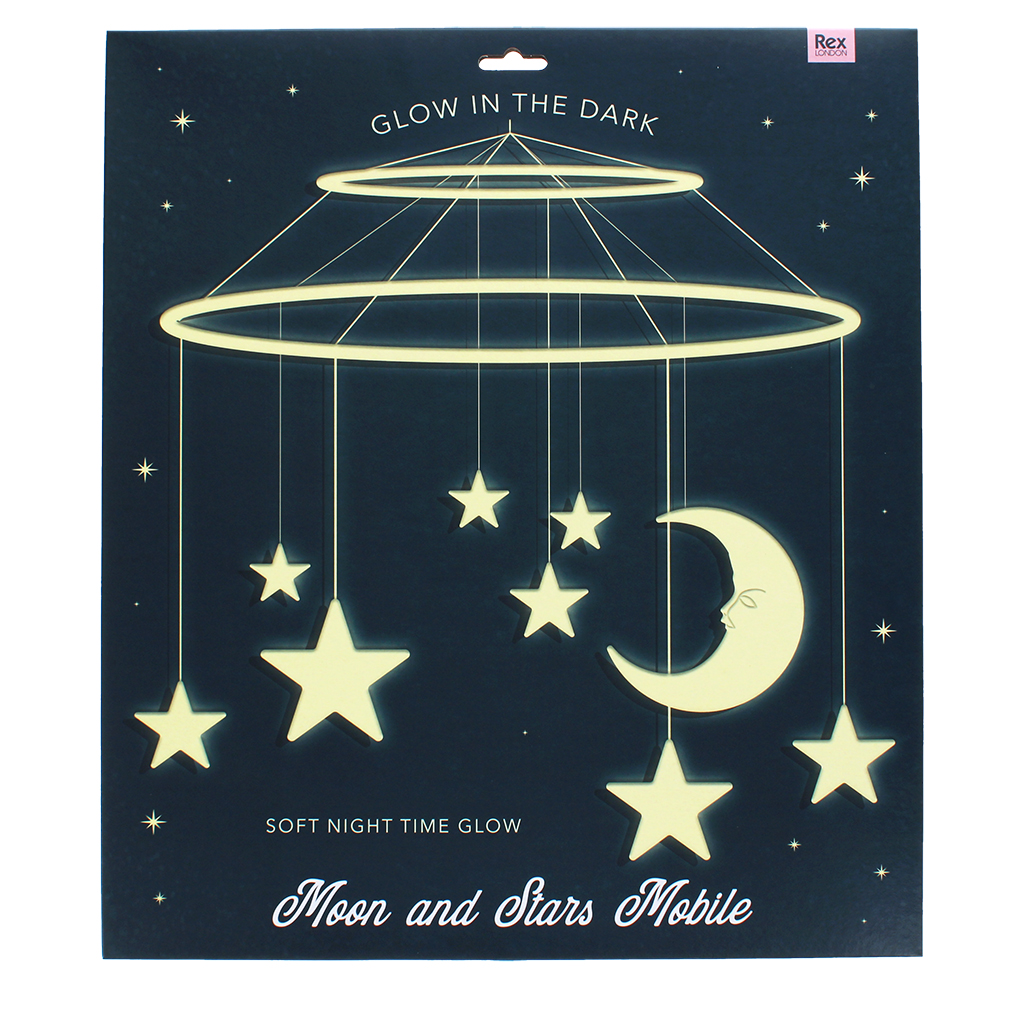 glow in the dark hanging mobile - moon and stars