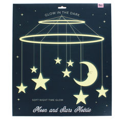 glow in the dark hanging mobile - moon and stars
