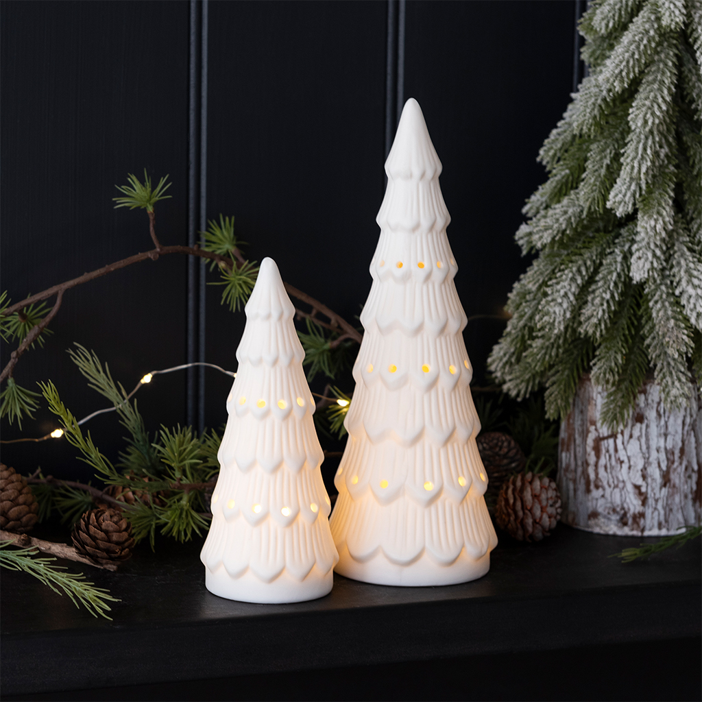 matt ceramic led decoration - small christmas tree