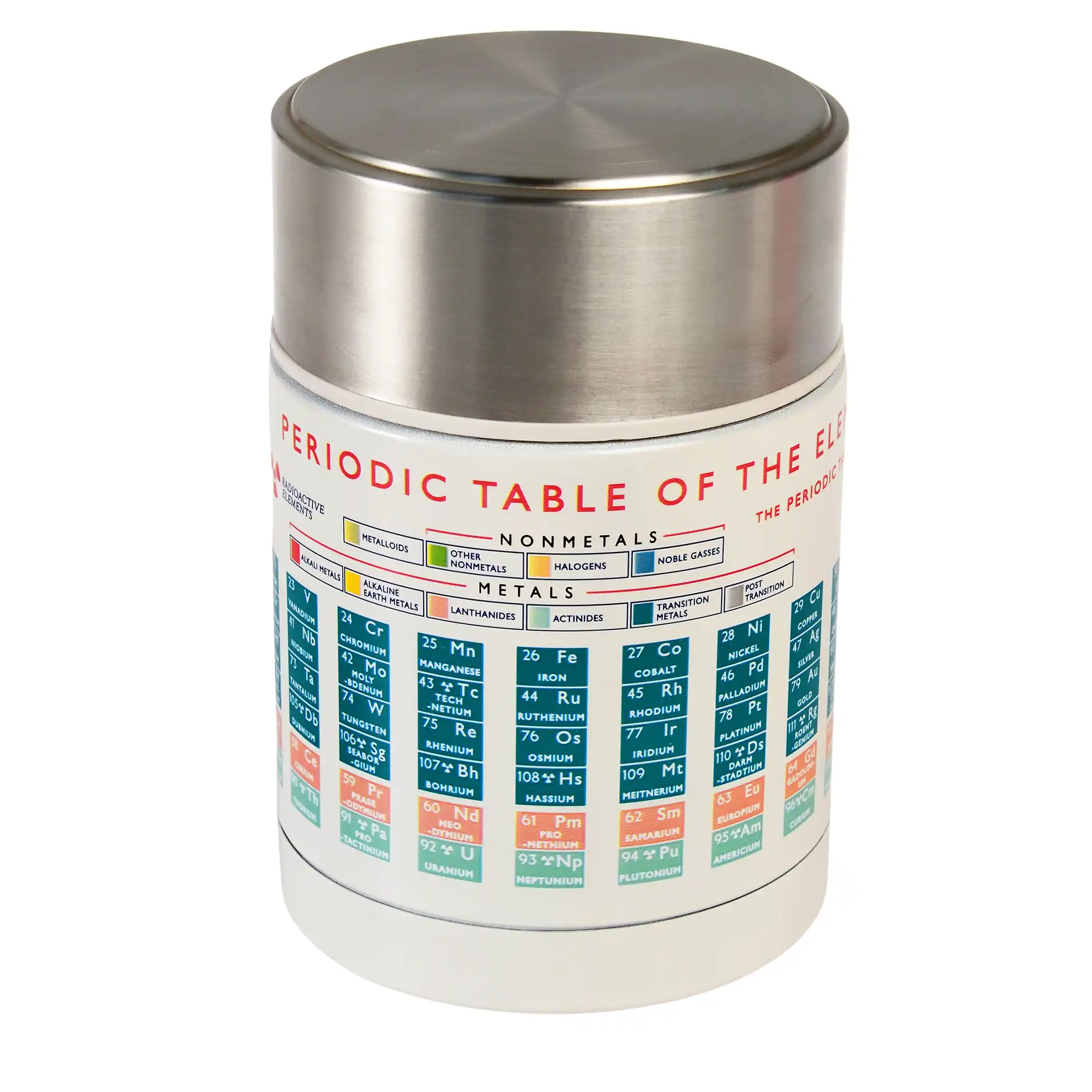 frasco de alimentos de acero inoxidable periodic table
