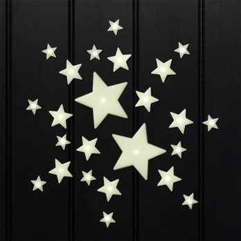 im dunkeln leuchtende aufkleber (box mit 24) - stars