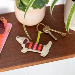 faux leather keyring - sausage dog faux leather keyring - sausage dog