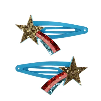 glitter hair clips (set of 2) - shooting star glitter hair clips (set of 2) - shooting star
